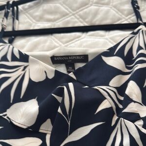 Banana Republic Midnight Blue and Ivory Leaf Dress